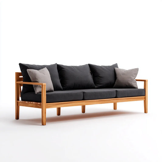 Sofa ogrodowa, Tapczan ogrodowy 3 naturalne szare czarne miejsca 210 x 80 x 75 cm w prostokątnym teku stałym