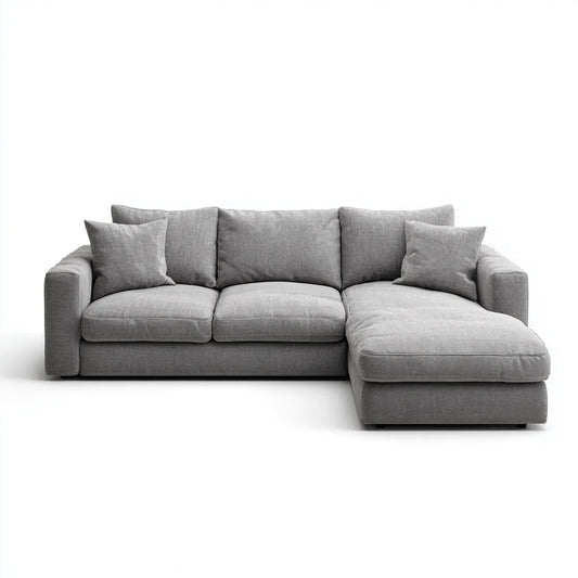 Sofa, Kanapa narożna z recyrkulatorem na prawej szarej 280 x 160 x 85 cm poliestrowy prostokątna