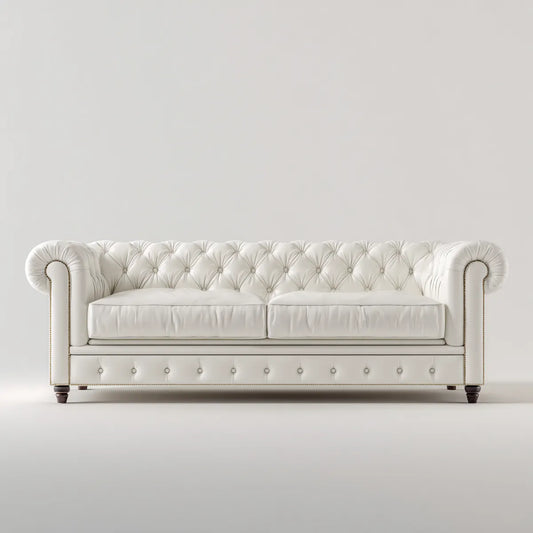 Sofa, Chesterfield Trzeciofotelista sofa biała 220 x 95 x 80 cm